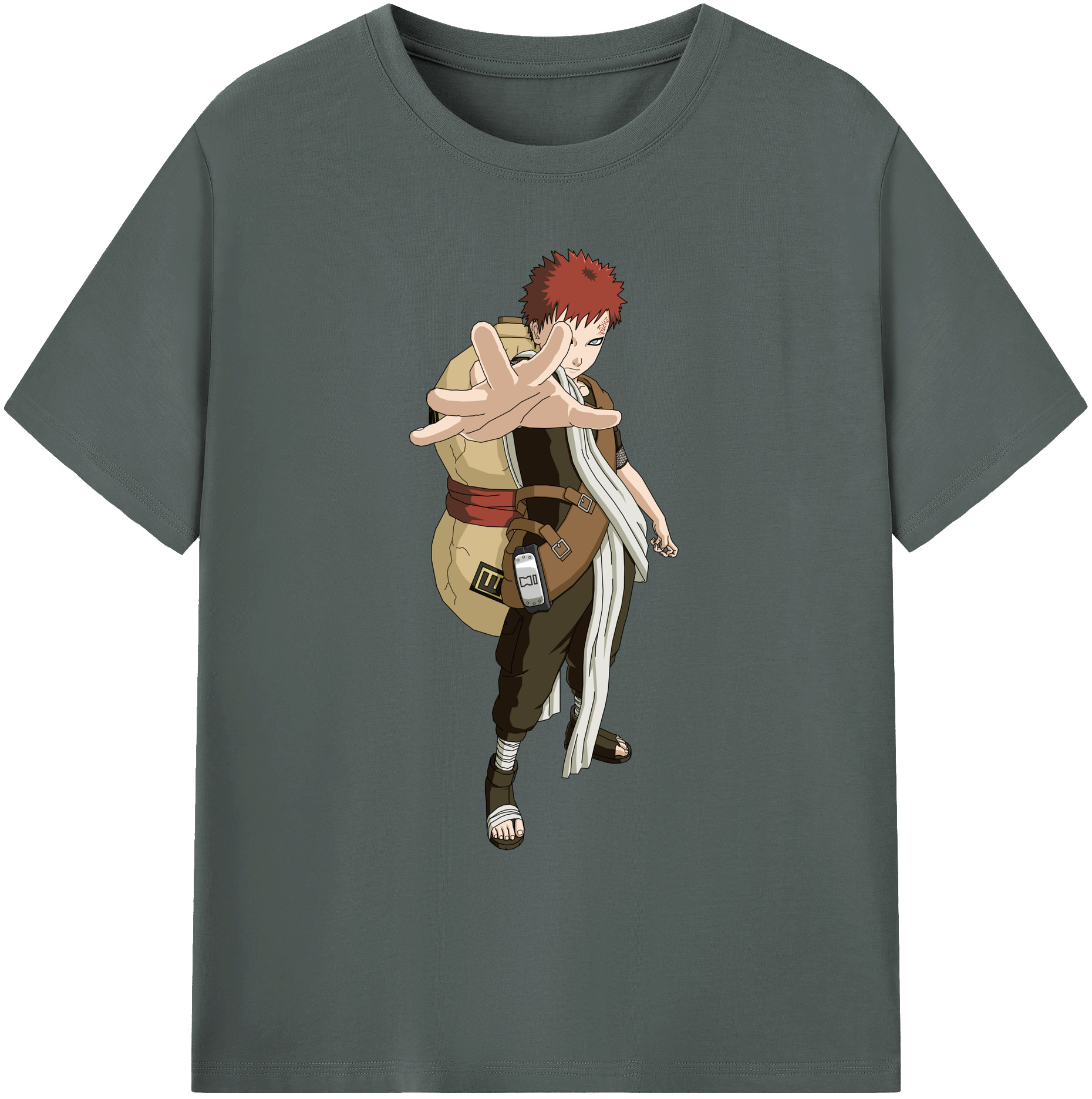 （画像用） NARUTO -ナルト- ガアラ Gaara 綿100％ メンズ半袖Tシャツ｜肌触りやわらか＆通気性